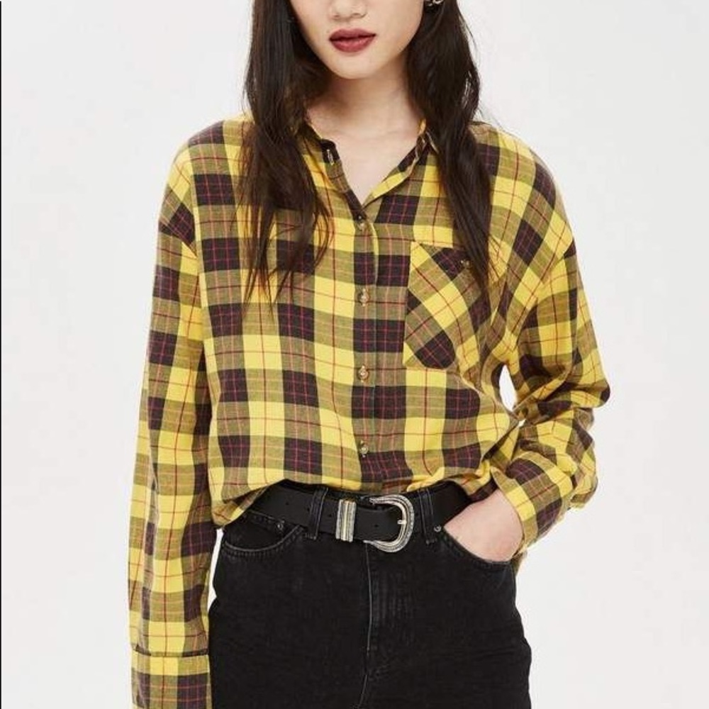 TopShop Washed Boxy Check Shirt - Picture 2 of 11